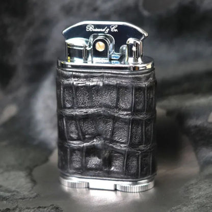Brizard & Co Crocodile Black Gatsby Torch Flame Triple Jet Tabletop Cigar Lighter -  Front Side