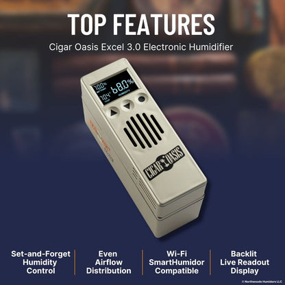 Cigar Oasis Excel 3.0 Electronic Humidifier - Top Features Image