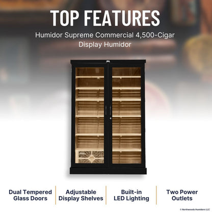 Humidor Supreme Commercial 4,500-Cigar Display Humidor - Top Features