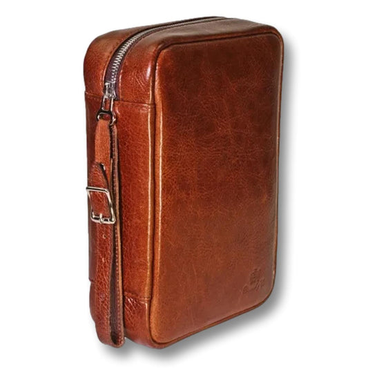 Brizard & Co Havana Traveler Antique Saddle Leather 5-Finger Soft Cigar Case - Main Image - Front Side