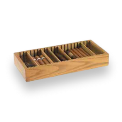 Humidor Supreme Space Saver Adjustable Cigar Tray - Oak - Exterior Front