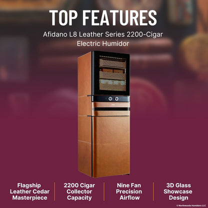 Afidano L8 Leather Series 2200-Cigar Electric Humidor -  Top Features