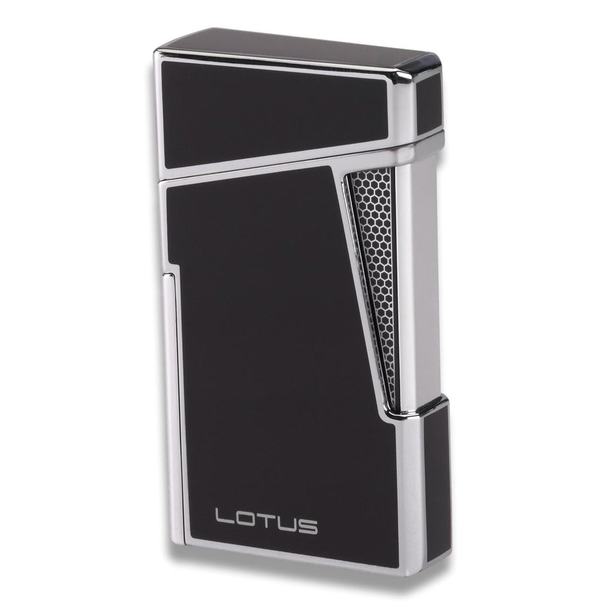 Lotus Apollo Torch Flame Double Jet Cigar Lighter - Black Lacquer & Polished Chrome - Main Image