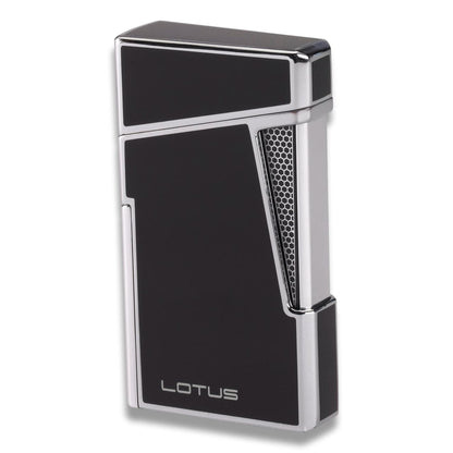 Lotus Apollo Torch Flame Double Jet Cigar Lighter - Black Lacquer & Polished Chrome - Main Image