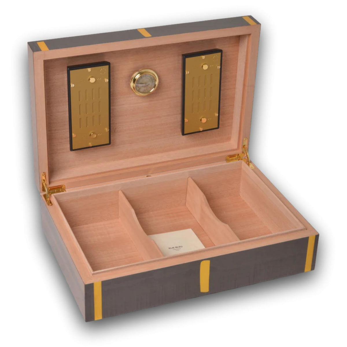 Elie Bleu Route 66 Twighlight 110-Cigar Desktop Humidor - Lid Flipped Open
