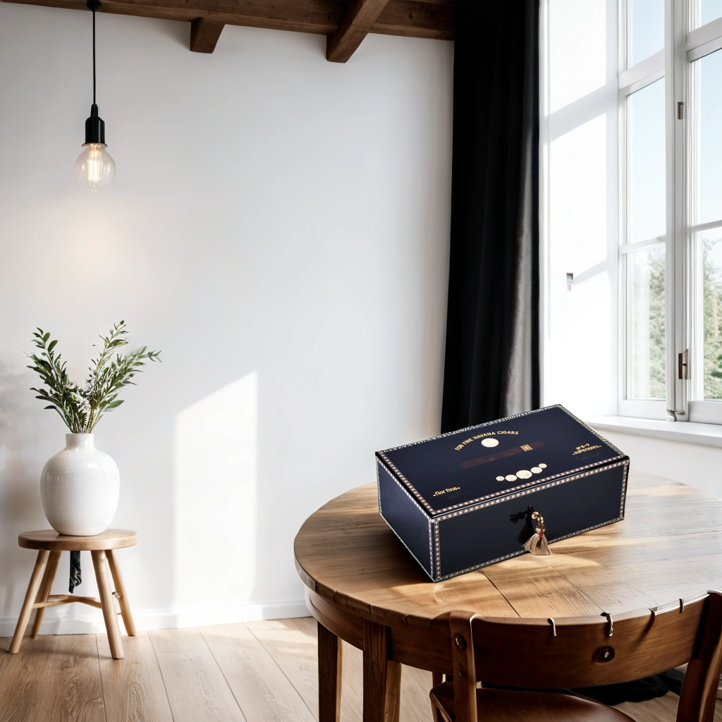Elie Bleu Medals 120-Cigar Desktop Humidor - Black - Lifestyle