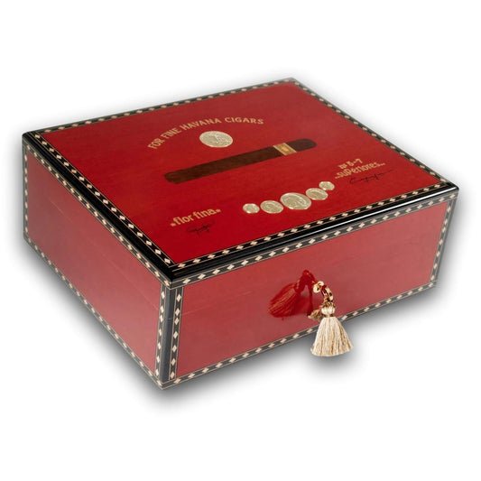 Elie Bleu Medals 200-Cigar Desktop Humidor - Red - Main Image - Left Facing