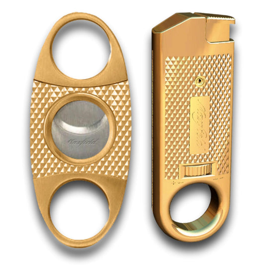 Maxfield Slim Gold Cutter & Lighter Gift Set - Main Image