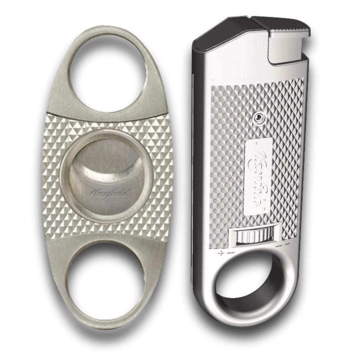 Maxfield Slim Silver Cutter & Lighter Gift Set - Main Image