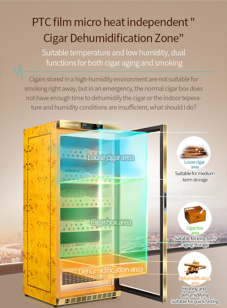 Raching MON1800A Climate Control Gold Burl 1,200-Cigar Electric Humidor Specifications