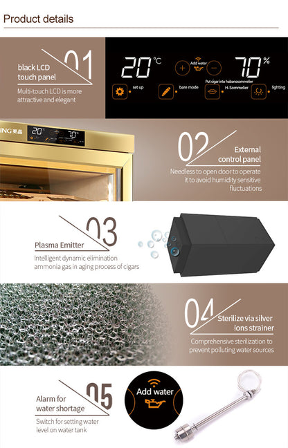 Raching MON3800A Climate Control Black Wood 1,800-Cigar Electric Humidor Specifications