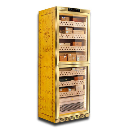Raching MON3800B Climate Control Gold Burl 1,800-Cigar Electric Humidor - Main Image