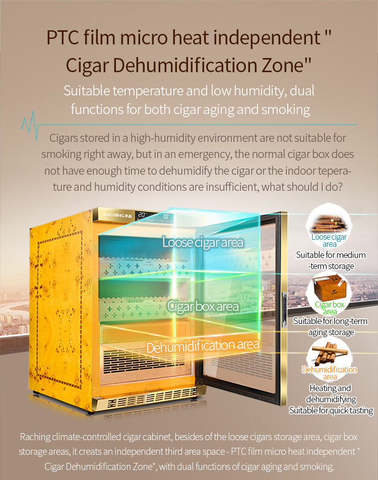 Raching MON800A Climate Control Black Wood 600-Cigar Electric Humidor Specifications