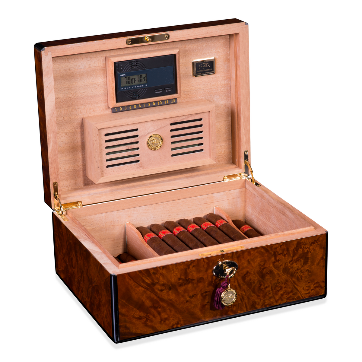 Daniel Marshall 30100 Signature Series 100-Cigar Humidor - Precious Burl Wood (30100.3)