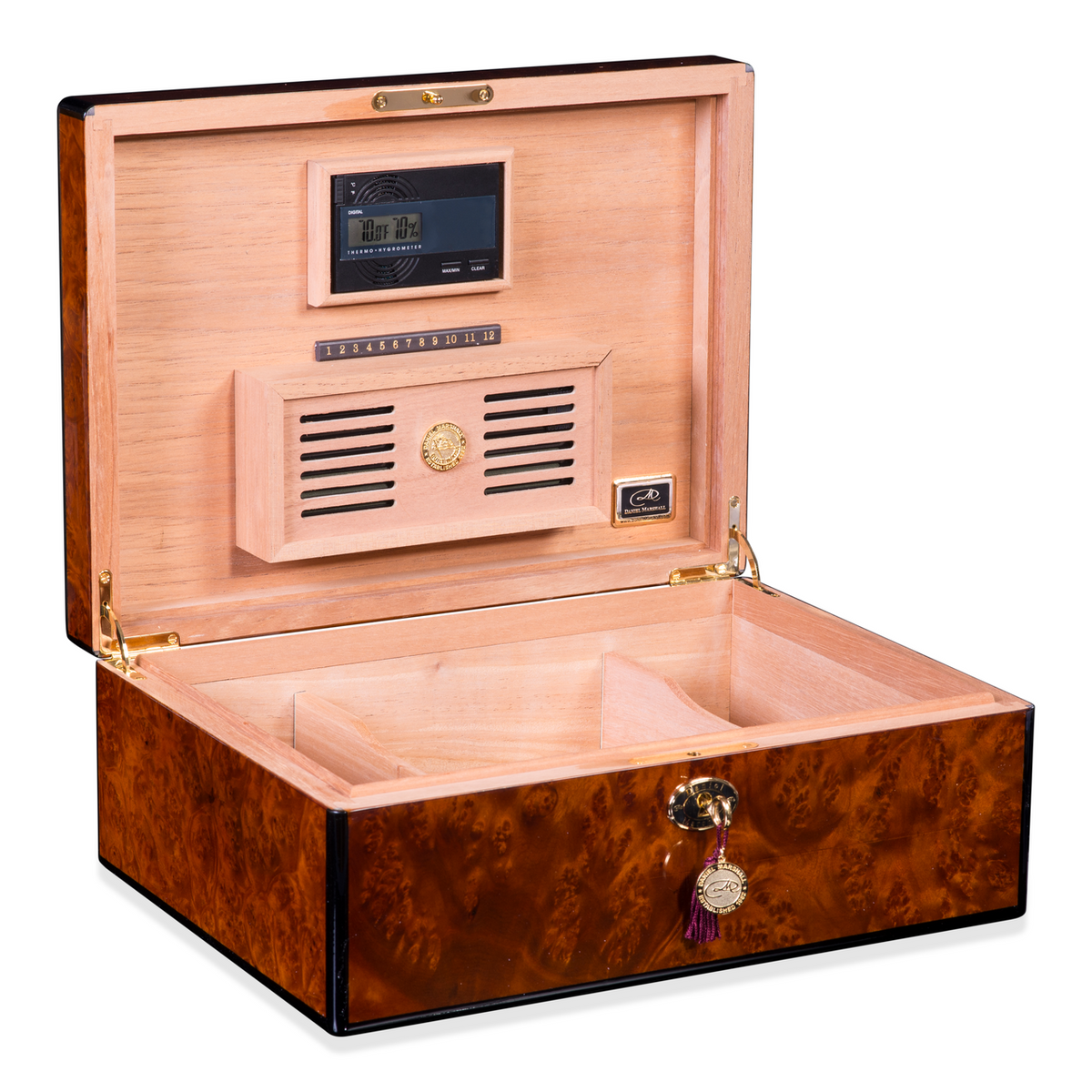 Daniel Marshall 30125 Signature Series 125-Cigar Humidor - Precious Burl Wood (30125.3)