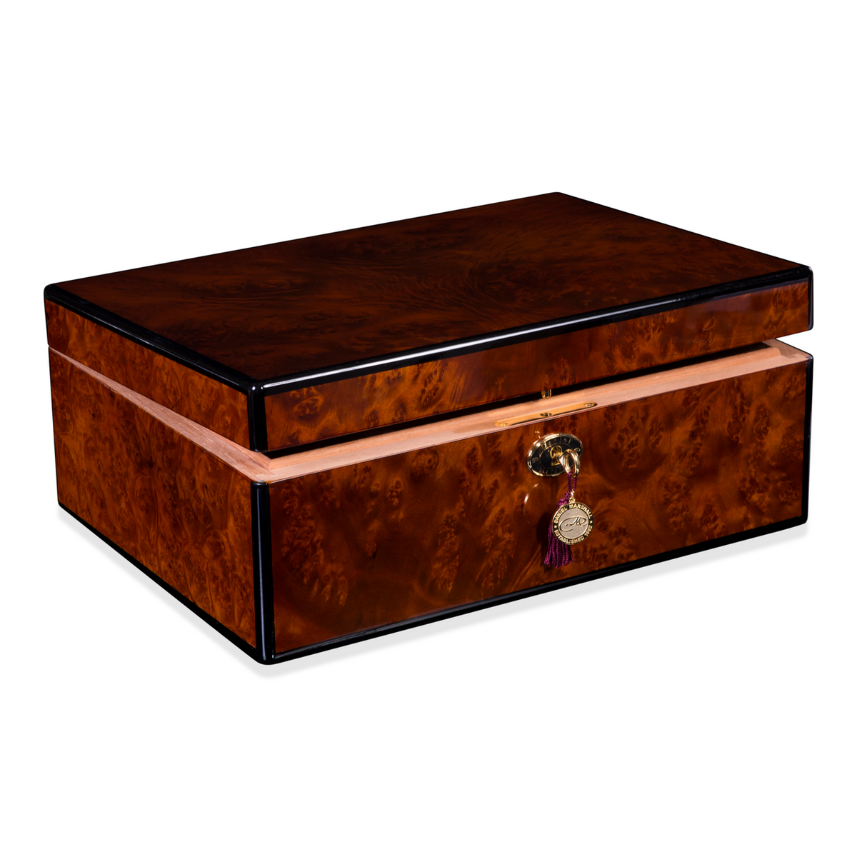 Daniel Marshall 30125 Signature Series 125-Cigar Humidor - Precious Burl Wood (30125.3)