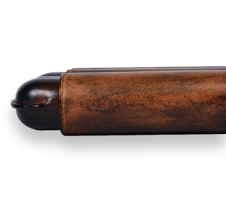 Elie Bleu Brown Havana Patina 2-3 Cigar Leather Case