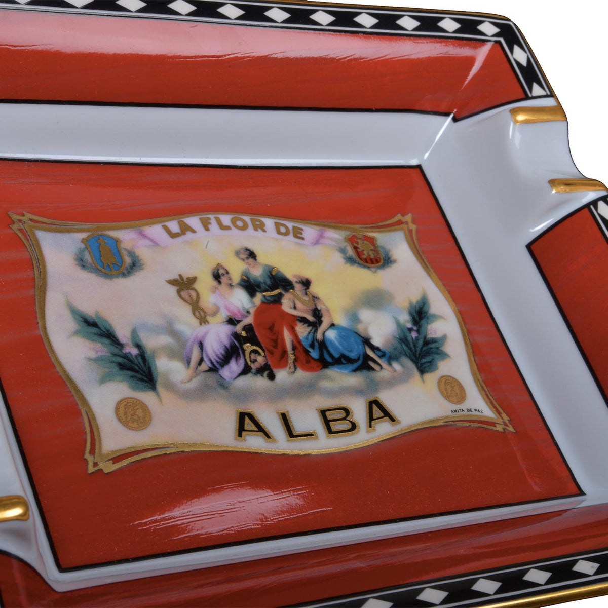 Elie - Bleu - Red - Cigar - Ashtray - Flor - de - Alba - Collection - Exterior - Close