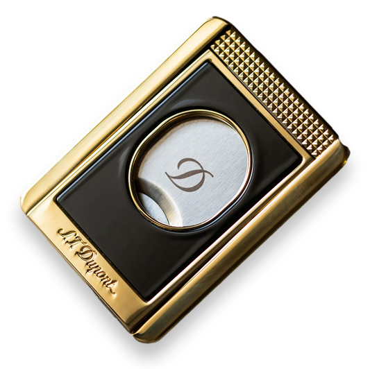 S.T. Dupont Black Chrome Guillotine Double-Blade Cigar Cutter with Cigar Stand - Exterior Front