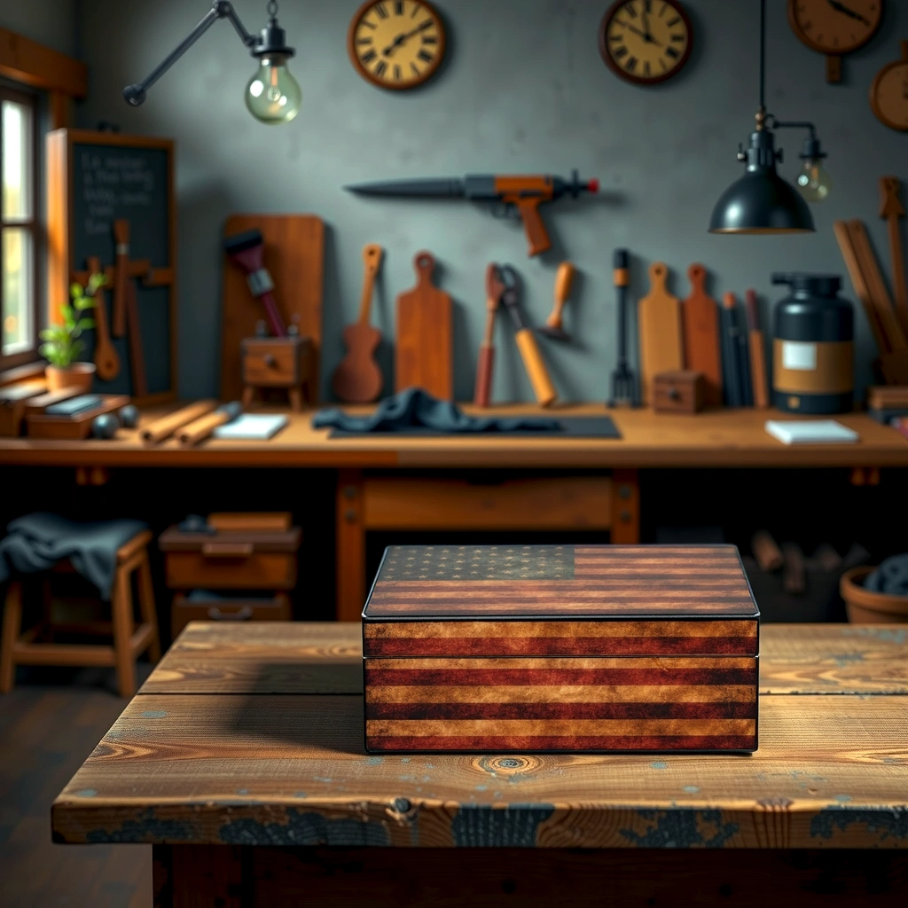 Humidor Supreme Old Glory Desktop Humidor - 25-50 Cigars