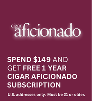 Promotional offer for Cigar Aficionado subscription on a maroon background