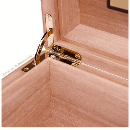Elie Bleu Medals 75-Cigar Desktop Humidor - Hinge Details