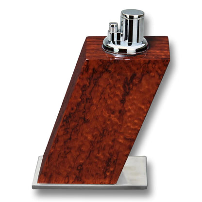 Elie Bleu Bubinga Classic Wood Torch Flame Triple Jet Tabletop Cigar Lighter - Main Image - Front