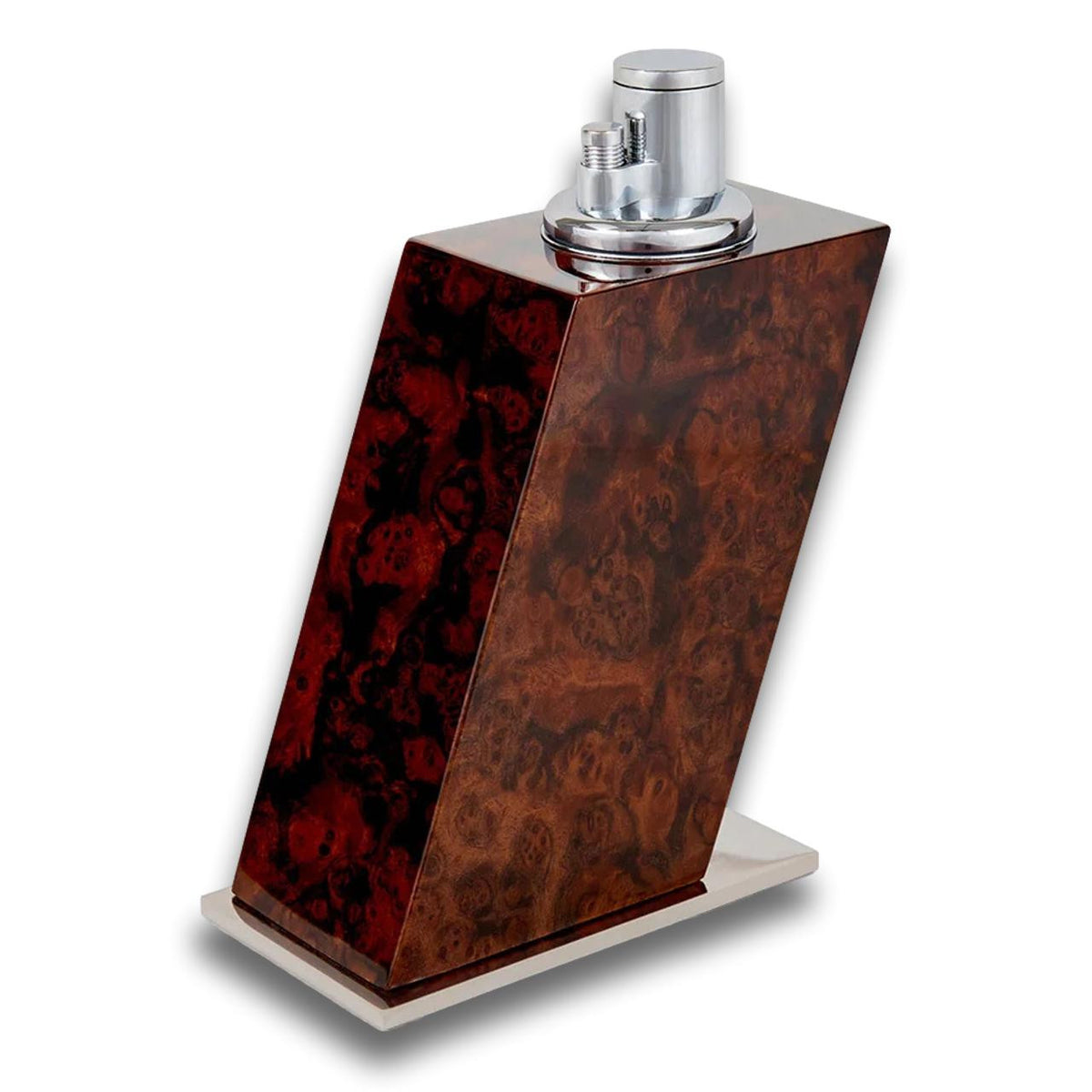 Elie Bleu Walnut Burl Classic Wood Torch Flame Triple Jet Tabletop Cigar Lighter - Main Image
