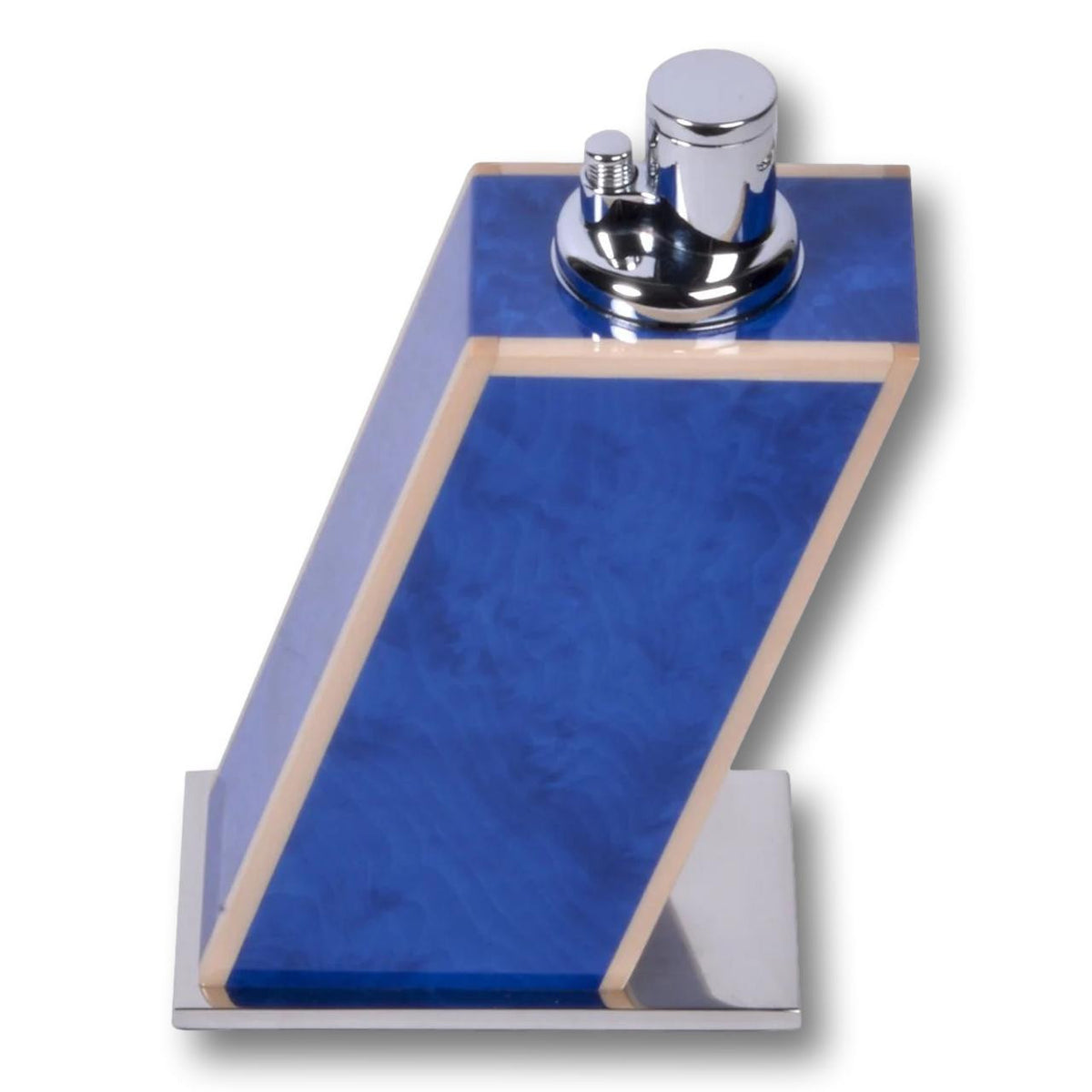 Elie Bleu Blue Madrona Burl Classic Wood Torch Flame Triple Jet Tabletop Cigar Lighter - Main Image - Front Facing