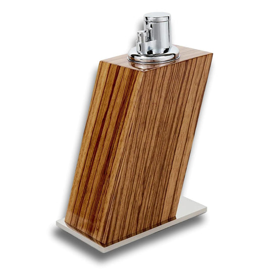 Elie Bleu Zebrano Classic Wood Torch Flame Triple Jet Tabletop Cigar Lighter - Main Image