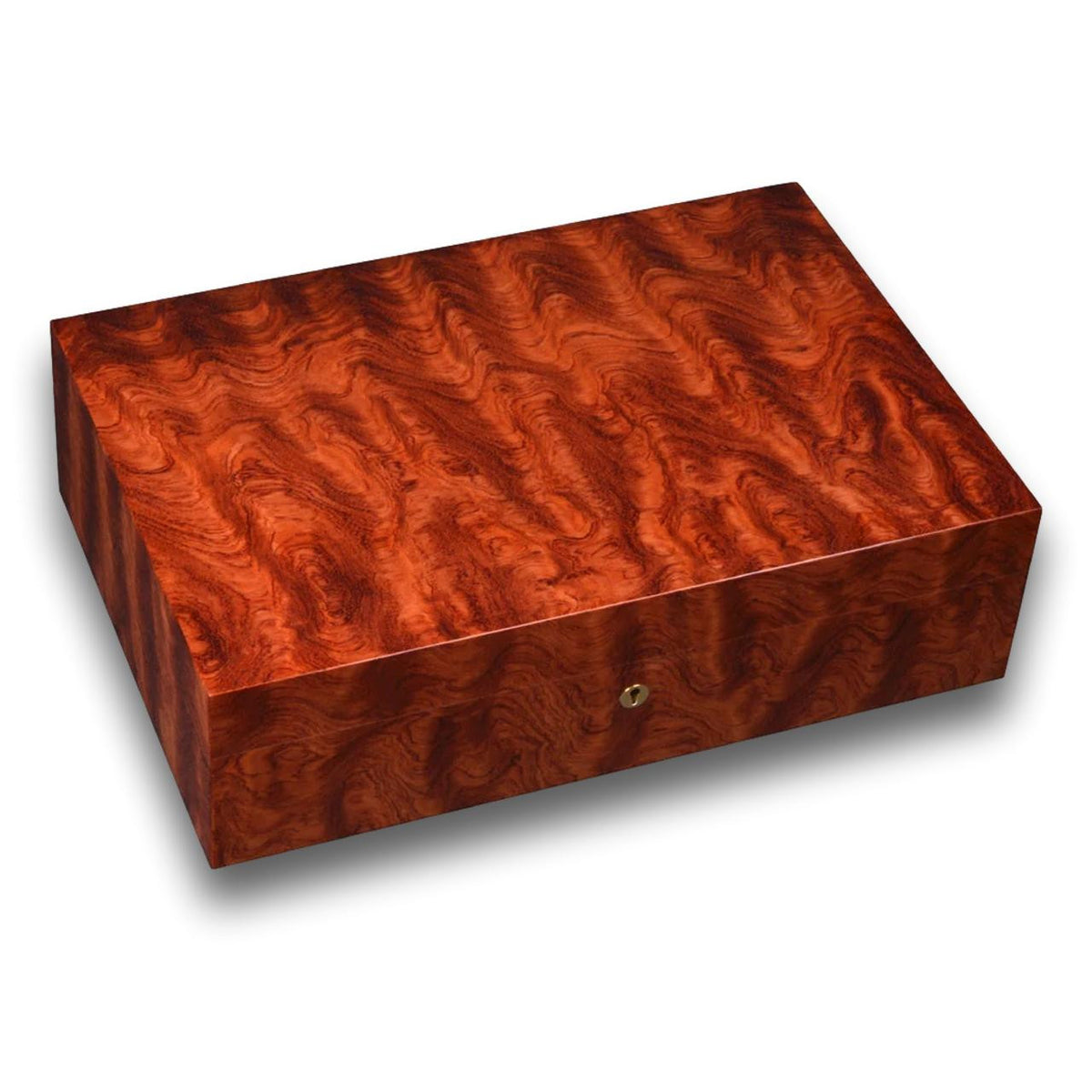 Elie Bleu Classic Wood Figured Bubinga 110-Cigar Desktop Humidor - Main Image - Right Facing