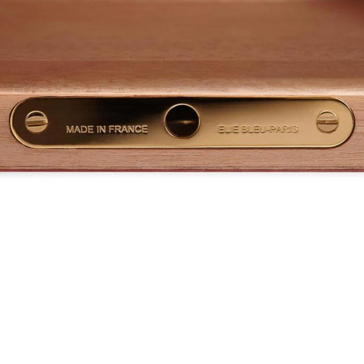 Elie Bleu Classic Wood 50-110-Cigar Desktop Humidor - Walnut Burl - Plate Details