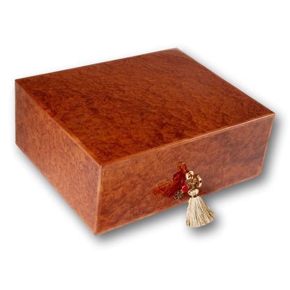 Elie Bleu Classic Wood Cigar Desktop Humidor - Amboyna Burl - Main Image - Right Facing