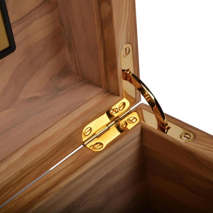 Elie Bleu Olive Wood 110-Cigar Desktop Humidor - Hinge Details