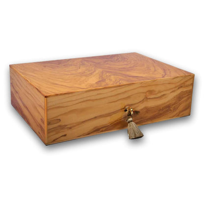 Elie Bleu Olive Wood 110-Cigar Desktop Humidor - Main Image - Right Facing