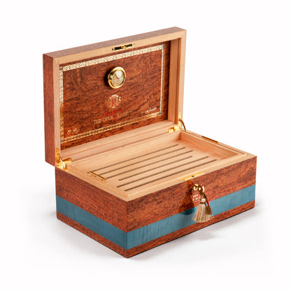Elie Bleu OpusX El Rojo 75-Cigar Desktop Humidor - Lid Flipped Open