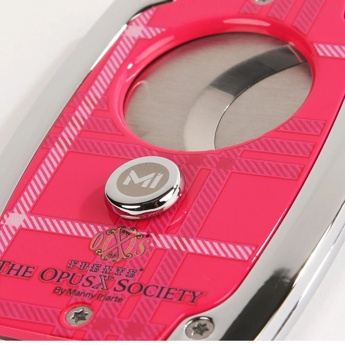 OpusX Society Rose C30 Double Blade Cigar Cutter - Front Design Details