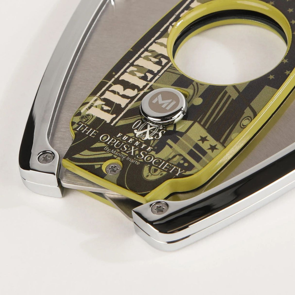 OpusX Society Freedom C30 Double Blade Cigar Cutter - Front Design Details