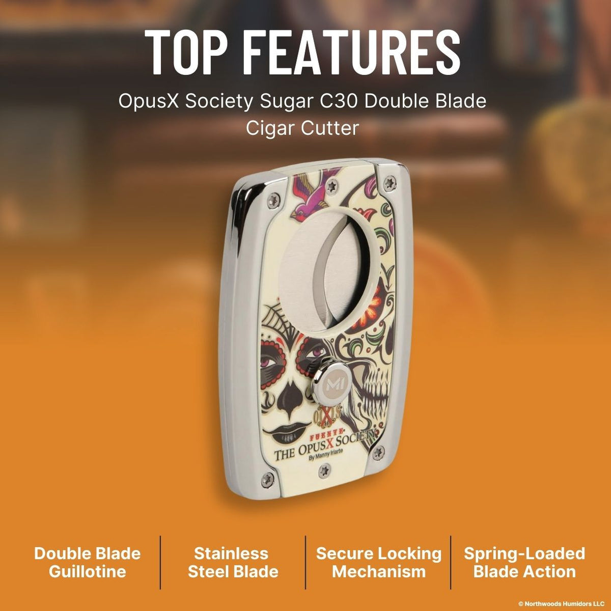 OpusX Society Sugar C30 Double Blade Cigar Cutter - Top Features