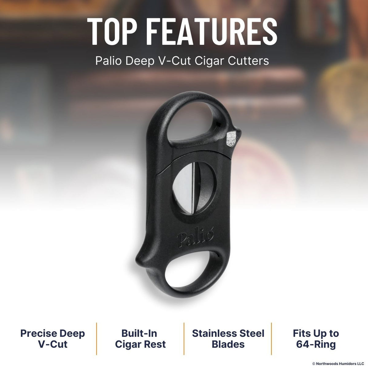 Palio Deep V-Cut Cigar Cutters - Black - Top Features