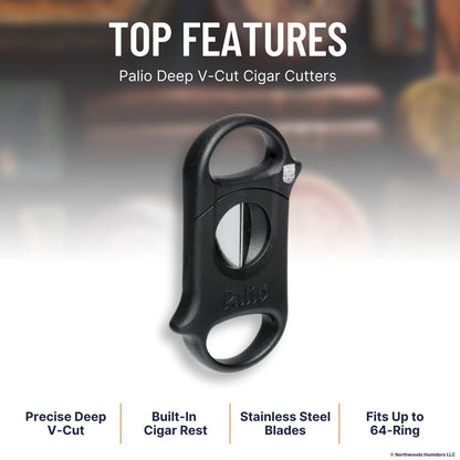 Palio Deep V-Cut Cigar Cutters - Black - Top Features