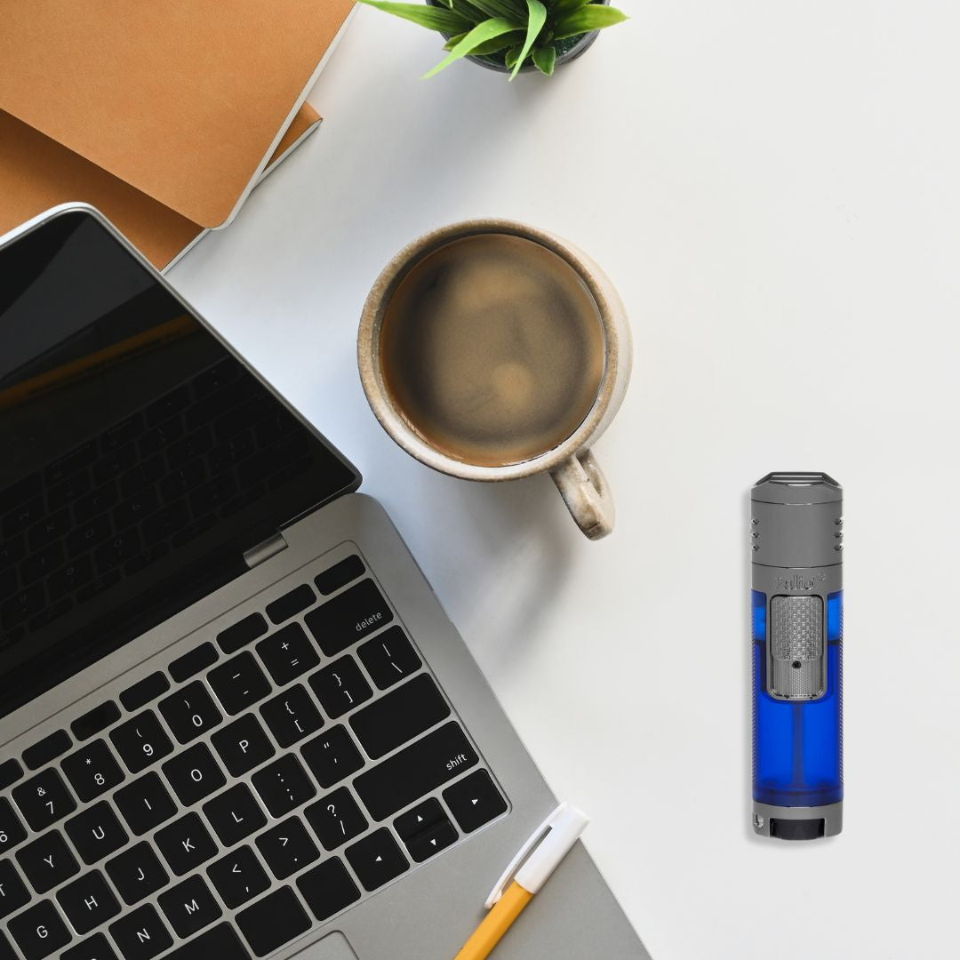 Palio Veneto Torch Flame Quad Jet Cigar Lighters - Blue - Flatlay