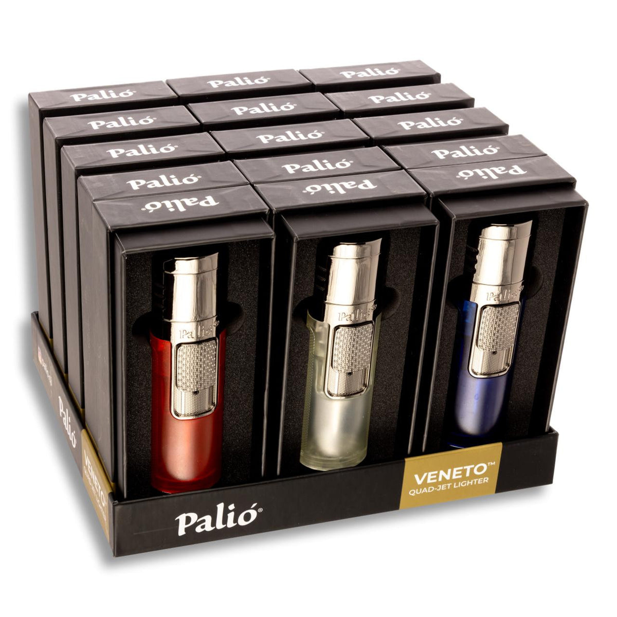 Palio Veneto Torch Flame Quad Jet Cigar Lighters - Blue - Color Collection