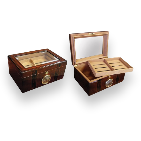 Prestige Ambassador 100-Cigar Desktop Humidor  - Exterior Interior Front