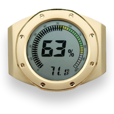 Prestige Watch Style Digital Hygrometer - Gold - Exterior Front