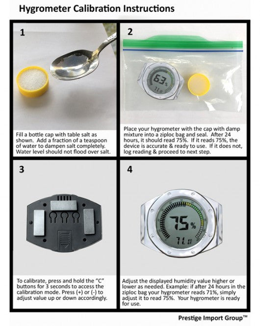 Prestige Watch Style Digital Hygrometer - Silver - Calibration Instructions
