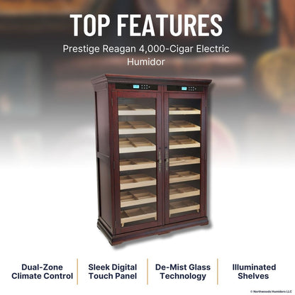Prestige Reagan 4,000-Cigar Electric Humidor - Top Features