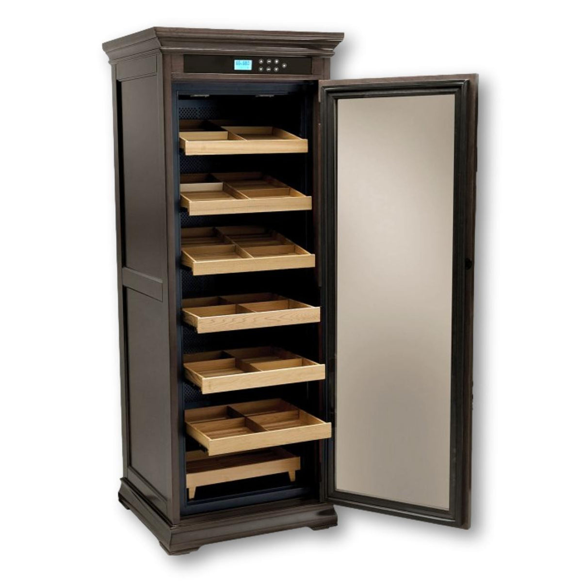 Prestige Remington Espresso 2,000-Cigar Electric Humidor - Front with Door Opened