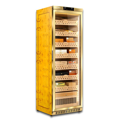 Raching MON3800A Climate Control Gold Burl 1,800-Cigar Electric Humidor