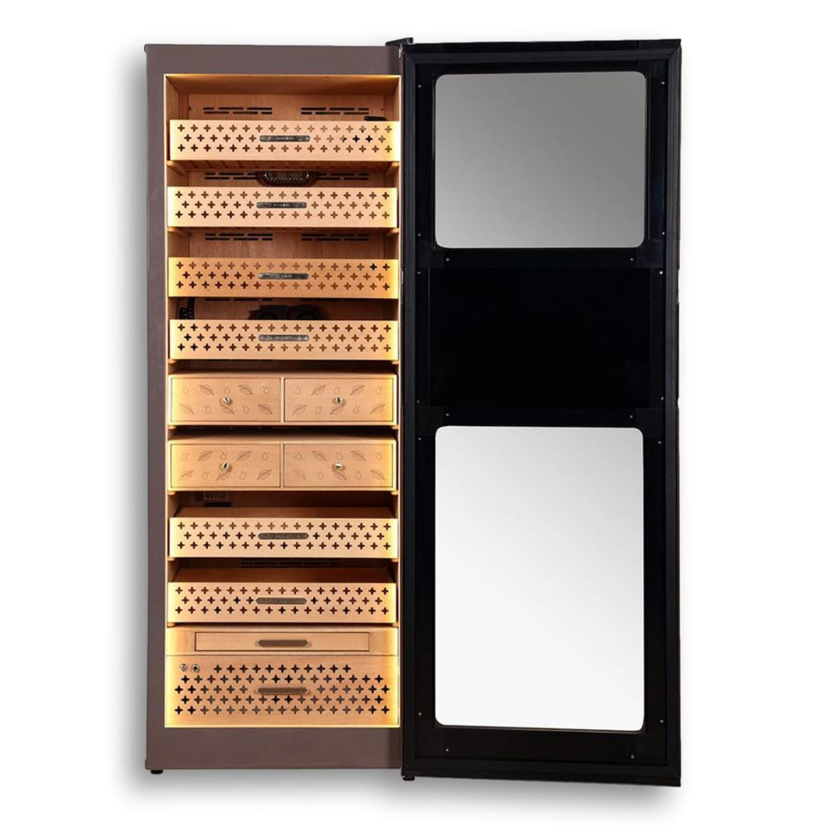 Raching Reserva RR Series 3000-Cigar Electric Humidors - Havana Tan - Front Opened